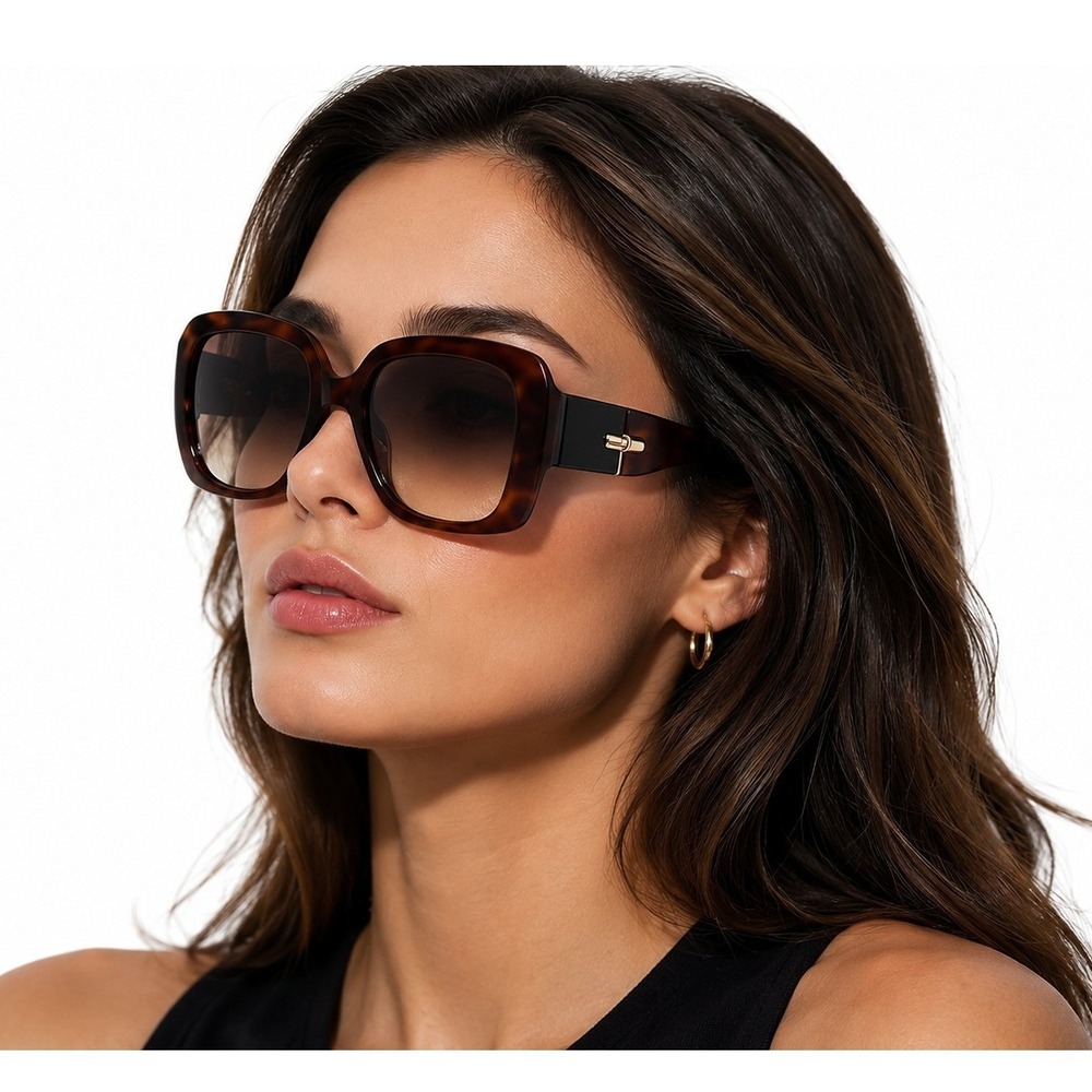 Longchamp LO713S Oversized Square Tortoise Sunglasses Brown Gradient Lens 53mm